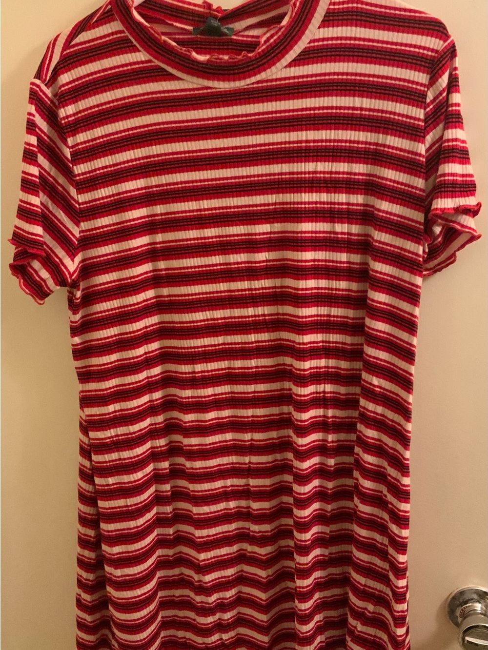 90s Inspired Wild Fable Red and White Striped Short-Sleeve Dress